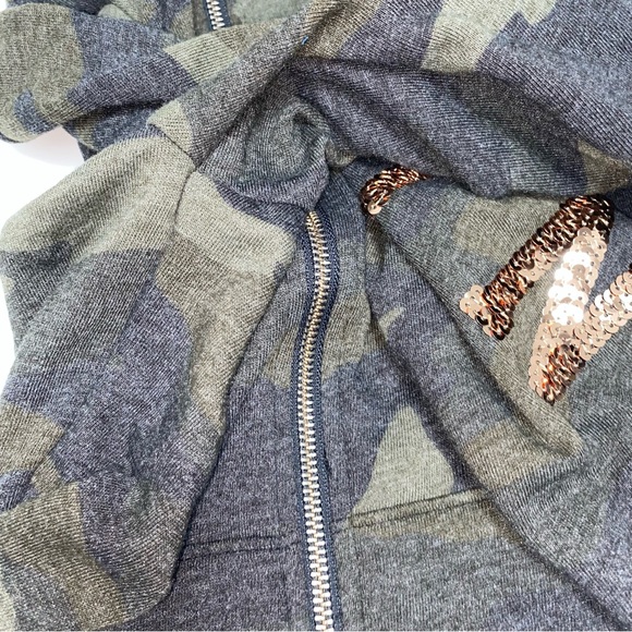 NWOT VS Pink Camo Hoodie with Rose Gold Sequins - Picture 10 of 16